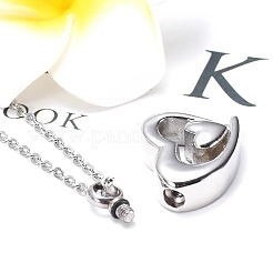 304 Stainless Steel Heart Pendant Urn Ashes Necklaces&nbsp;PW-WG8DE50-01