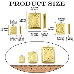 15個3スタイル真鍮ロケットペンダント  ブックチャーム  生（メッキなし）  17.5~39x11~27.5x3~6mm  穴：1.7~2.5mm  5個/スタイル&nbsp;FIND-CJ0004-73