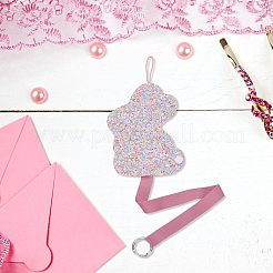 ウサギ不織布ヘアピンヘアクリップ吊り下げホルダー収納オーガナイザー  ポリエステルベルトと合金キーホルダー付き  女の子の部屋用吊り飾りヘアアクセサリー収納ベルト装飾  ショッキングピンク  71.3cm&nbsp;ODIS-WH0025-129A