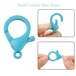 DIYマスク/ガラスチェーン製造キット  304ステンレススチール丸カン8個  80個のアクリルリンキングリング  リーフガラスチャームとプラスチックカニカン  ドジャーブルー  13.5x10.5x3.5mm  穴：1.2mm  94個/袋&nbsp;DIY-YW0002-74A