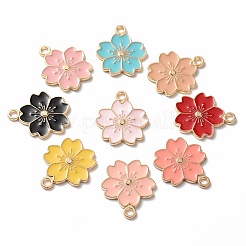 合金エナメルチャーム  さくらの花  ライトゴールド  ミックスカラー  20.5x17.5x1.5mm  穴：2mm&nbsp;ENAM-S121-115