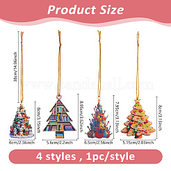 4 Bags 4 Styles Acrylic Christmas Tree Pendant Decorations&nbsp;AJEW-DC0003-57A