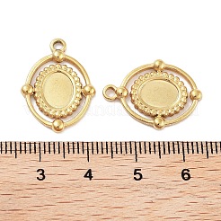304ステンレススチールペンダントカボションセッティング  オーバル  ゴールドカラー  トレイ：8x6mm  21.5x16x2.5mm  穴：1.8mm&nbsp;X-STAS-P364-07G