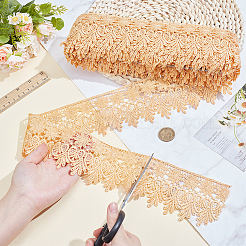 Polyester Flower Lace Ribbon&nbsp;OCOR-WH0105-156D