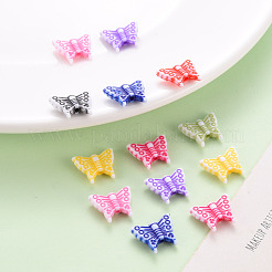 クラフトアクリルビーズ  蝶  ミックスカラー  12x15x3.5mm  穴：1.5mm  約1750個/500g&nbsp;MACR-S373-09F