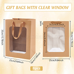 Paper Visible Window Gift Bags with Rope Handles&nbsp;ABAG-WH0040-14B