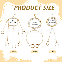 6Pcs 3 Styles Iron & Imitation Pearl & Aluminum Chain Double Toe Ring Anklets for Women&nbsp;AJEW-HY0002-68