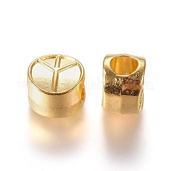 亜鉛合金ヨーロピアンビーズ  カドミウムフリー＆鉛フリー  ピースサイン  金色  サイズ：直径約9.5mm  厚さ6mm  穴：4.5mm&nbsp;PALLOY-C004-G