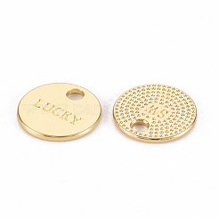 ラックメッキ合金チャーム  カドミウムフリー＆鉛フリー  言葉でフラットラウンド  ライトゴールド  11x1mm  穴：2mm&nbsp;PALLOY-N155-87-RS
