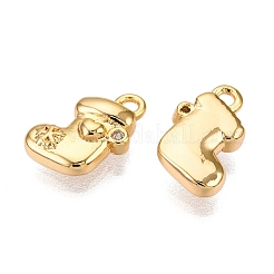 Christmas Theme Brass Micro Pave Clear Cubic Zirconia Charms&nbsp;KK-T073-16G