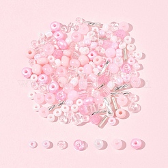 ガラスシードビーズ2セット  混合図形  DIY ネックレス ブレスレット アクセサリー  ピンク  2.5~7.5x2~4.5x2~4.5mm  穴：0.8~1.4mm&nbsp;DIY-FS0008-27C