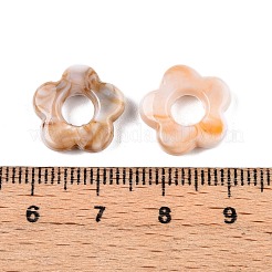 グラデーションカラー透明アクリルビーズ  中央掘削  花  ビスク  14x14.5x4mm  穴：1.6mm.&nbsp;OACR-N137-49D
