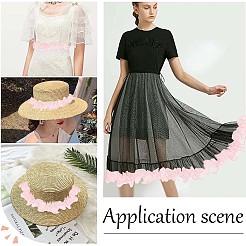 5ヤードのプリーツオーガンジーリボン  プラスチックビーズのフリルリボン  服飾材料  ピンク  4-3/8~5-1/2インチ（110~140mm）&nbsp;OCOR-GF0002-33A