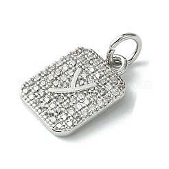 Rack Plating Brass Micro Pave Clear Cubic Zirconia Charms&nbsp;KK-G501-01Y-P