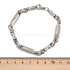 女性用201ステンレススチールコラムリンクチェーンブレスレット  304ステンレススチール留め具付き  ステンレス鋼色  8-3/4インチ（22.1cm）&nbsp;BJEW-B143-15P
