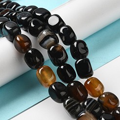 天然石瑪瑙ビーズ連売り  染め＆加熱  キューブ  ココナッツブラウン  11~12x8~9.5x8~9.5mm  穴：1.2mm  約16個/連  7.48~7.72''（19~19.6センチメートル）&nbsp;G-H295-A01-14