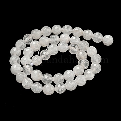 天然石クオーツクリスタルビーズ連売り  (128 ファセット)ファセット  ロッククリスタルラウンドビーズ  8mm  穴：1mm  約45個/連  14.57インチ（37cm）&nbsp;G-E571-A11-02