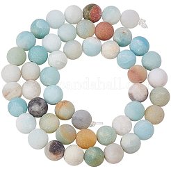 Frosted Natural Flower Amazonite Bead Strands&nbsp;G-PH0028-8mm-03
