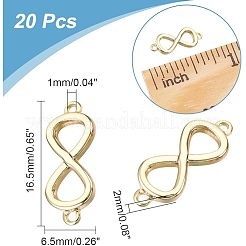 真鍮コネクタチャーム20個  無限大  ニッケルフリー  18KGP本金メッキ  16.5x6.5x2mm  穴：1mm&nbsp;KK-PH0009-32