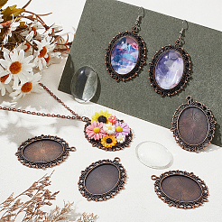 DIY Blank Oval Pendant Making Kit&nbsp;DIY-PH0020-80