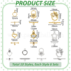 120 セット 8 スタイルのチベットスタイル合金マンテル  混合図形  ミックスカラー  19x13mm  穴：2mm&nbsp;FIND-GA0005-28