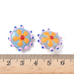 焼き絵の具、ガラス、エナメル、ビーズ  でこぼこした花  オレンジ  19~19.5x10.5mm  穴：1.4mm&nbsp;LAMP-S080-03B