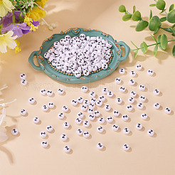 500PCSアクリルビーズ  横穴付き  文字L  フラットラウンド  文字Z  7x4mm  穴：1mm&nbsp;SACR-TA0001-55Z