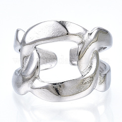 Non-Tarnish 304 Stainless Steel Curb Chains Shape Open Cuff Ring for Women&nbsp;RJEW-N040-02