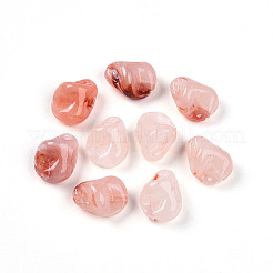 透明なアクリルビーズ  ナゲット  ツートン  ライトサーモン  16.5x13x10mm  穴：1.6mm  約18個/20g&nbsp;X1-TACR-T028-44A