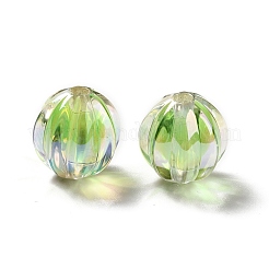 ツートン UV メッキ レインボー虹色アクリル ビーズ  カボチャ  グリーン  15.5x14.5~15mm  穴：2.7~2.8mm&nbsp;TACR-D010-05F
