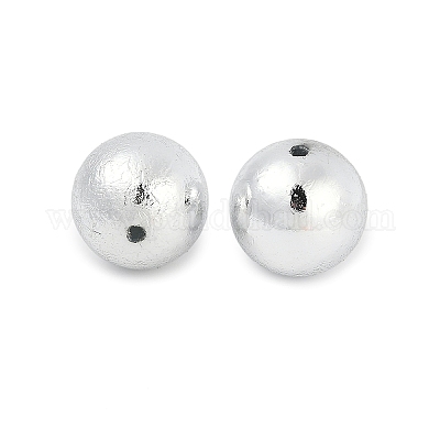 ABSプラスチックビーズ  ラウンド  テクスチャー  銀  19.5~20mm  穴：2.2mm&nbsp;KY-A004-01B-1