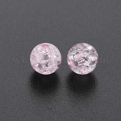 クリアクラックアクリルビーズ  ラウンド  ピンク  8x7mm  穴：1.8~2mm  約1745個/500g&nbsp;MACR-S373-66-N02-1