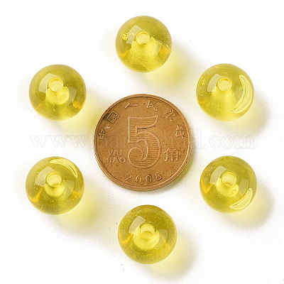 透明なアクリルビーズ  ラウンド  きいろ  12x11mm  穴：2.5mm  約566個/500g&nbsp;MACR-S370-A12mm-717-1