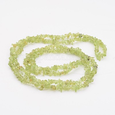 ペリドット宝石ビーズ  チップ  約3~4 mm幅  穴：約0.3mm  約80~81 CM&nbsp;F045-1