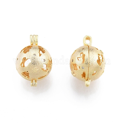 Brass Hollow Diffuser Locket Pendants&nbsp;KK-C006-27G-1