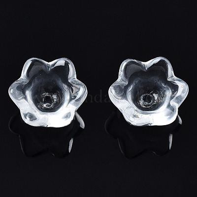 透明ガラスビーズ  花  透明  7x11.5x11.5mm  穴：1.2mm&nbsp;GLAA-Q089-002C-001-1