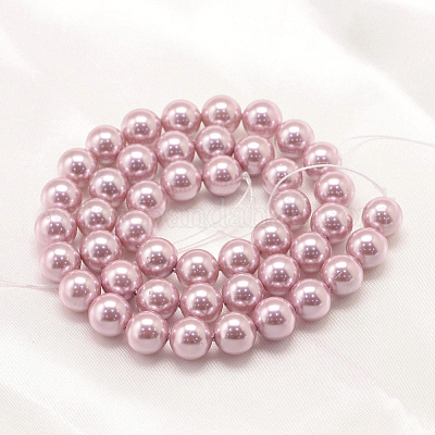 Round Shell Pearl Bead Strands&nbsp;BSHE-L011-8mm-A001-1