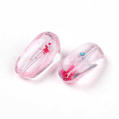 透明なアクリルビーズ  長方形  ツートン  ピンク  23~23.5x11x9.2mm  穴：1.6mm  約11個/20g&nbsp;X1-TACR-T028-36C-1