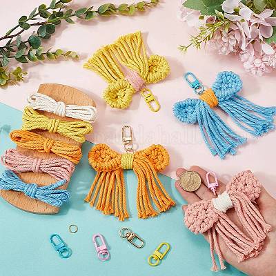 手作りコットン織りの蝶結びキーホルダー作りキット ミックスカラー 10