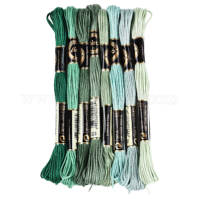 ポリエステル刺繍糸  クロスステッチの糸  セグメント染め  グリーン  0.5~2mm  約8.75ヤード（8m）/かせ  8色  1 かせ/色  8 かせ/セット&nbsp;OCOR-WH20074-13B-01A-1
