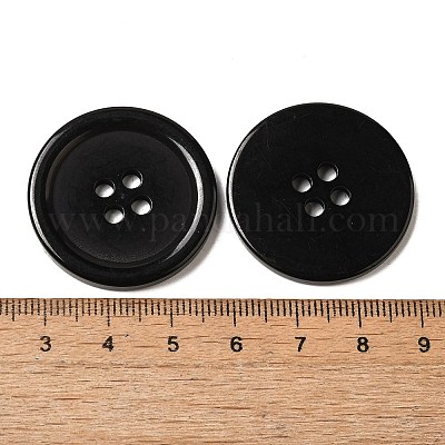 樹脂ボタン  染め  フラットラウンド  ブラック  30x3mm  穴：3mm  98個/袋&nbsp;RESI-D030-30mm-02-1