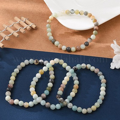 Natural Amazonite Bead Stretch Bracelets&nbsp;BJEW-K212-A-007-1
