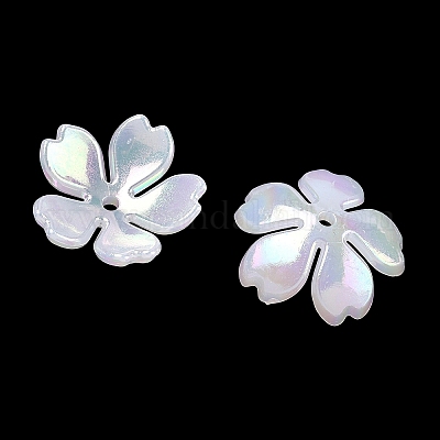プラスチックビーズキャップ  5  - 花びらの花  ホワイト  17.5x18x7mm  穴：1.6mm&nbsp;KY-Z002-05A-1