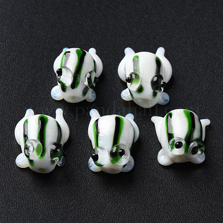 手作りランプワークビーズ  カエル  ホワイト  14.5~15.5x11~13x9mm  穴：1.2mm&nbsp;LAMP-T011-13F-1
