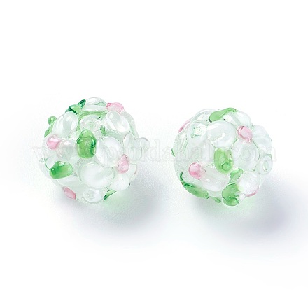 手作りのでこぼこランプワークビーズ  ラウンド  ホワイト  12~13mm  穴：1.5~1.6mm&nbsp;LAMP-E021-06J-1