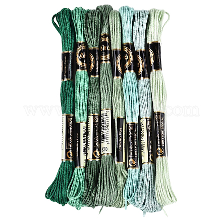 ポリエステル刺繍糸  クロスステッチの糸  セグメント染め  グリーン  0.5~2mm  約8.75ヤード（8m）/かせ  8色  1 かせ/色  8 かせ/セット&nbsp;OCOR-WH20074-13B-01A-1