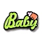 Opaque Resin Cabochons, Word Baby, Yellow Green, 23.5x41.5x5mm