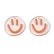 Transparent Printed Acrylic Pendants, Flat Round with Smiling Face Charm, Coral, 20.5~21x20~21x2mm, Hole: 1.6mm