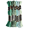 Polyester Embroidery Threads, Cross Stitch Threads, Segment Dyed, Green, 0.5~2mm, about 8.75 Yards(8m)/Skein, 8 colors, 1 skein/color, 8 skeins/set