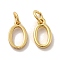 Brass Pendants, Cadmium Free & Nickel Free & Lead Free, with Jump Ring, Letter O, 10x6x1.5mm, ring: 5~6x0.8~1mm, inner diameter: 3~4mm